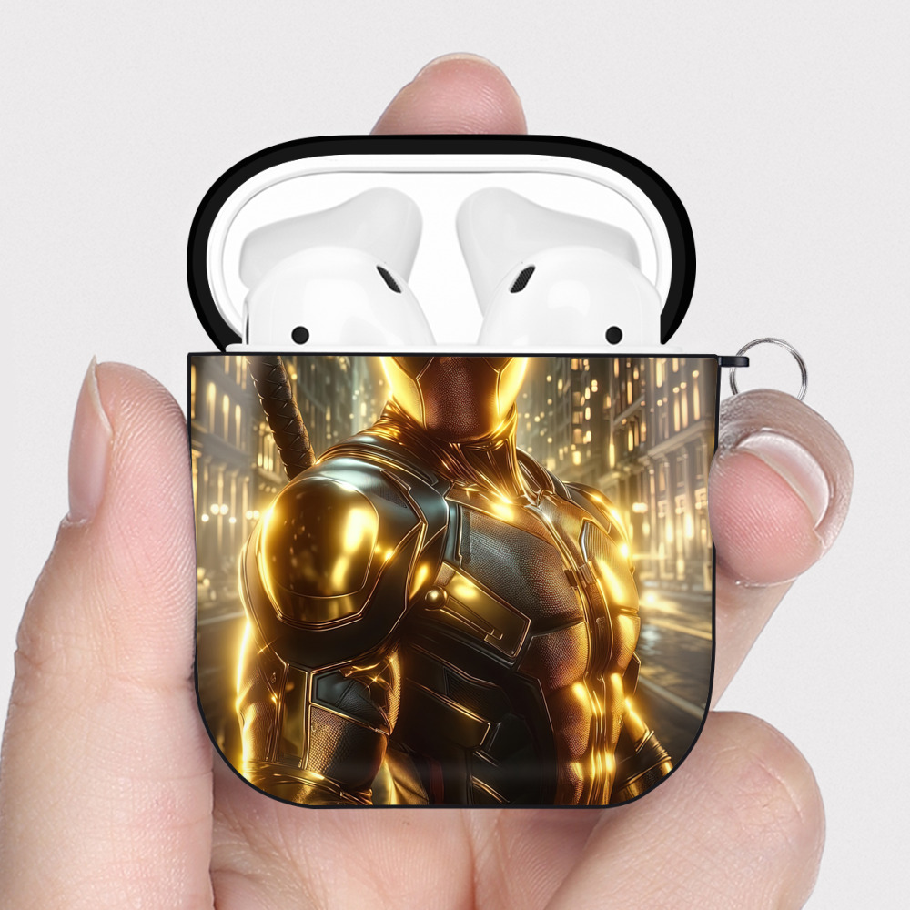 （画像用） Deadpool デッドプール AirPods 第2世代保護ケース ハードシェル ブラック 耐衝撃・防指紋・カラビナ付き