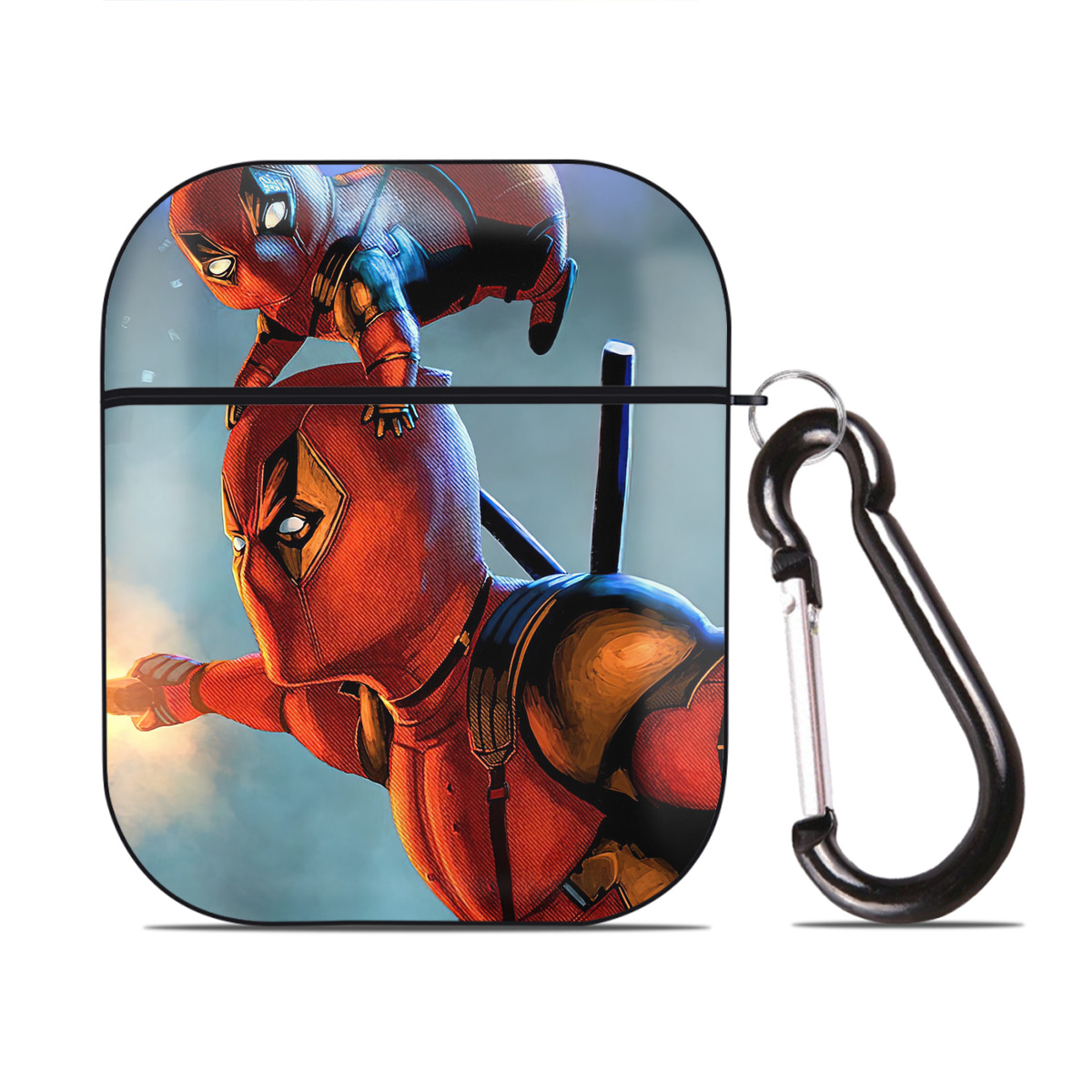 （画像用） Deadpool デッドプール AirPods 第2世代保護ケース ハードシェル ブラック 耐衝撃・防指紋・カラビナ付き