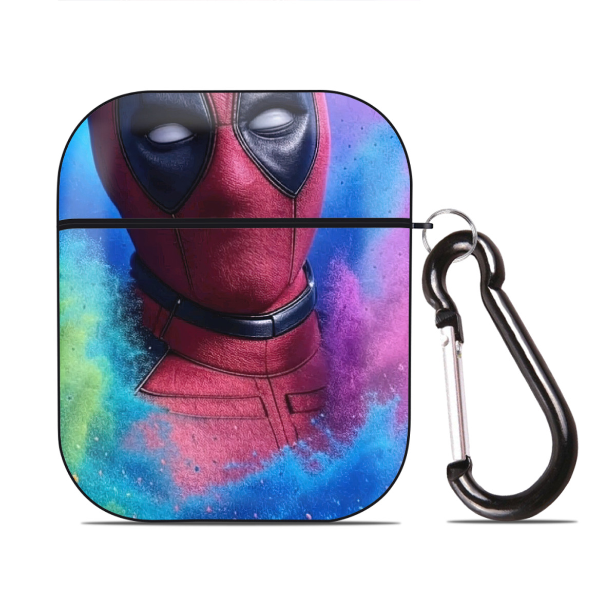 （画像用） Deadpool デッドプール AirPods 第2世代保護ケース ハードシェル ブラック 耐衝撃・防指紋・カラビナ付き
