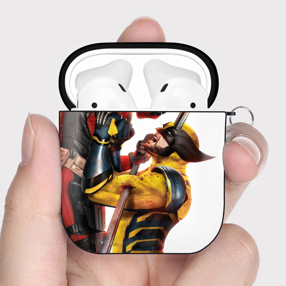 （画像用） Deadpool デッドプール AirPods 第2世代保護ケース ハードシェル ブラック 耐衝撃・防指紋・カラビナ付き