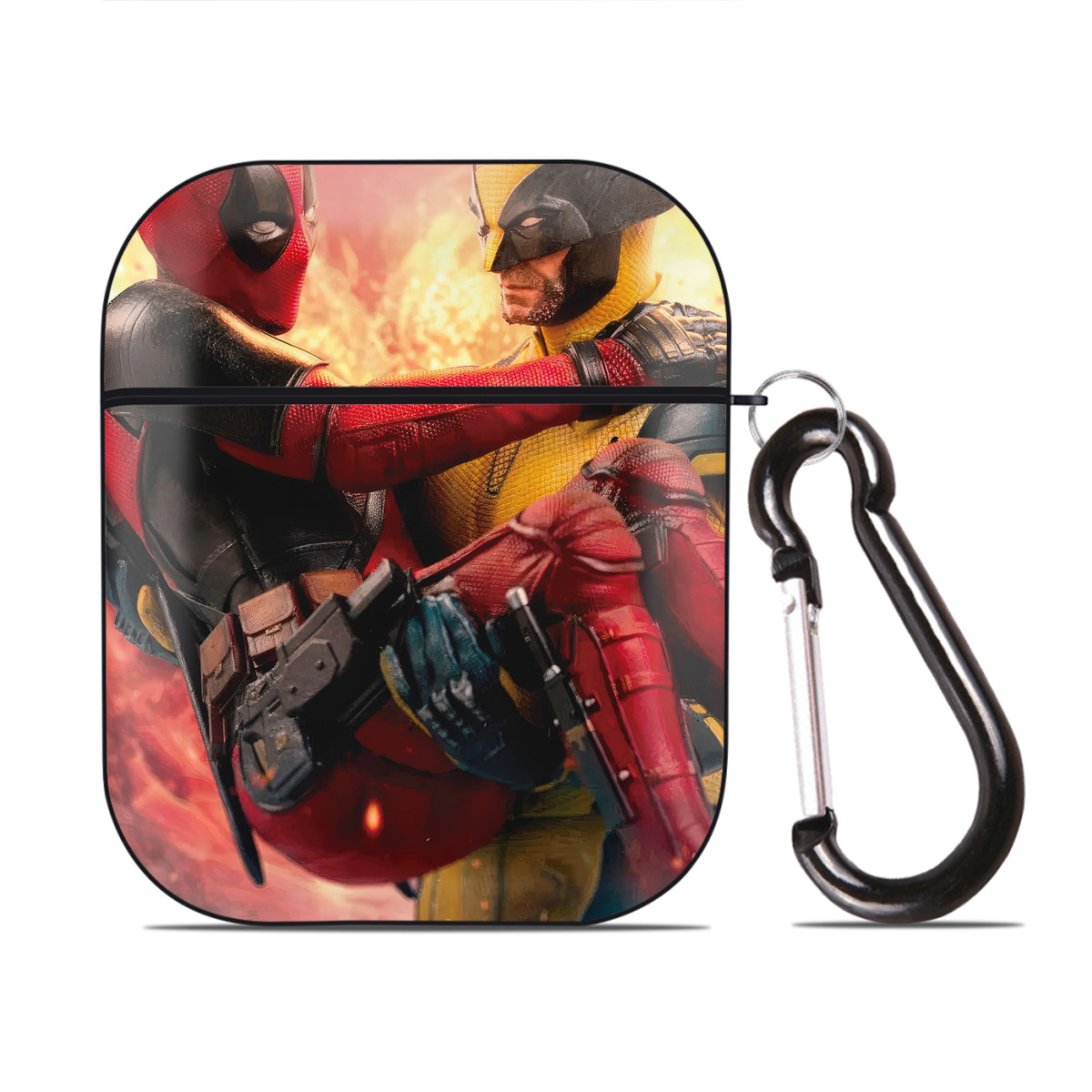 （画像用） Deadpool デッドプール AirPods 第2世代保護ケース ハードシェル ブラック 耐衝撃・防指紋・カラビナ付き