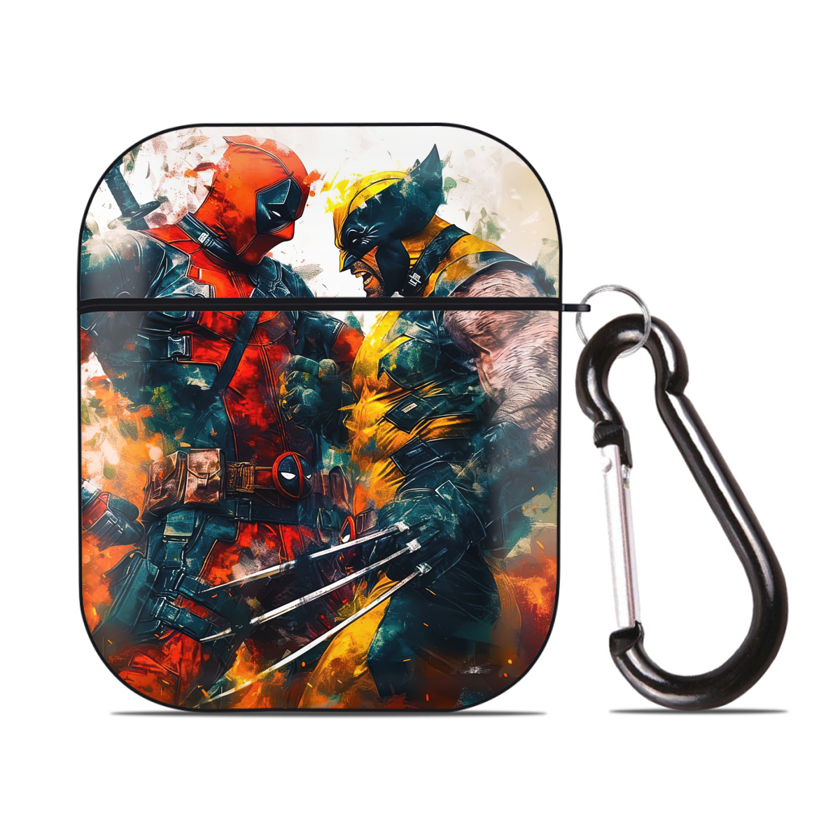 （画像用） Deadpool デッドプール AirPods 第2世代保護ケース ハードシェル ブラック 耐衝撃・防指紋・カラビナ付き