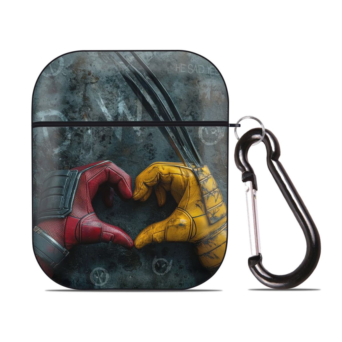 （画像用） Deadpool デッドプール AirPods 第2世代保護ケース ハードシェル ブラック 耐衝撃・防指紋・カラビナ付き