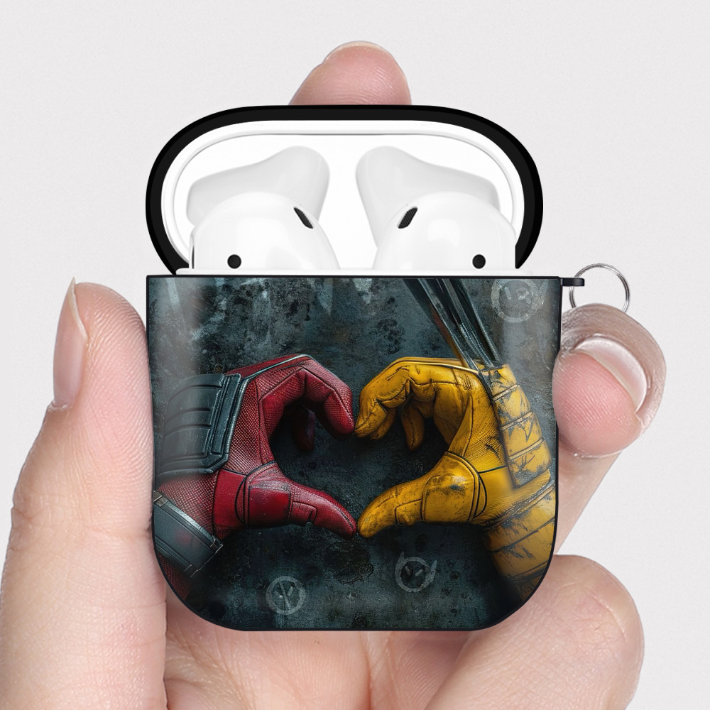 （画像用） Deadpool デッドプール AirPods 第2世代保護ケース ハードシェル ブラック 耐衝撃・防指紋・カラビナ付き