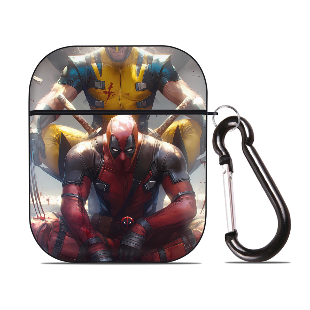 （画像用） Deadpool デッドプール AirPods 第2世代保護ケース ハードシェル ブラック 耐衝撃・防指紋・カラビナ付き