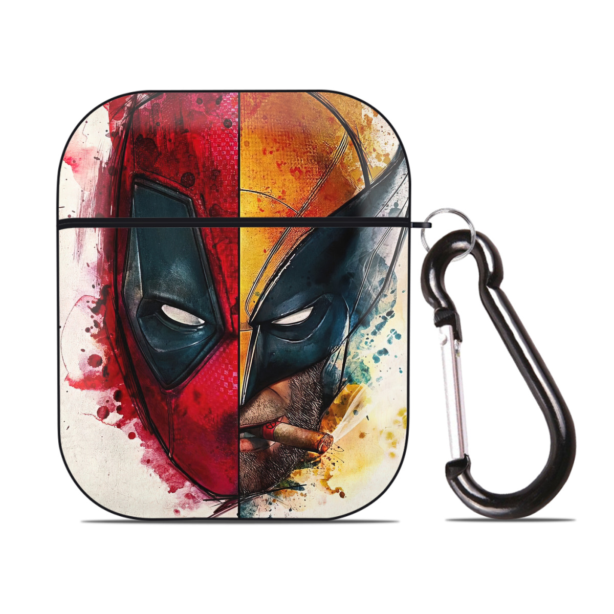 （画像用） Deadpool デッドプール AirPods 第2世代保護ケース ハードシェル ブラック 耐衝撃・防指紋・カラビナ付き