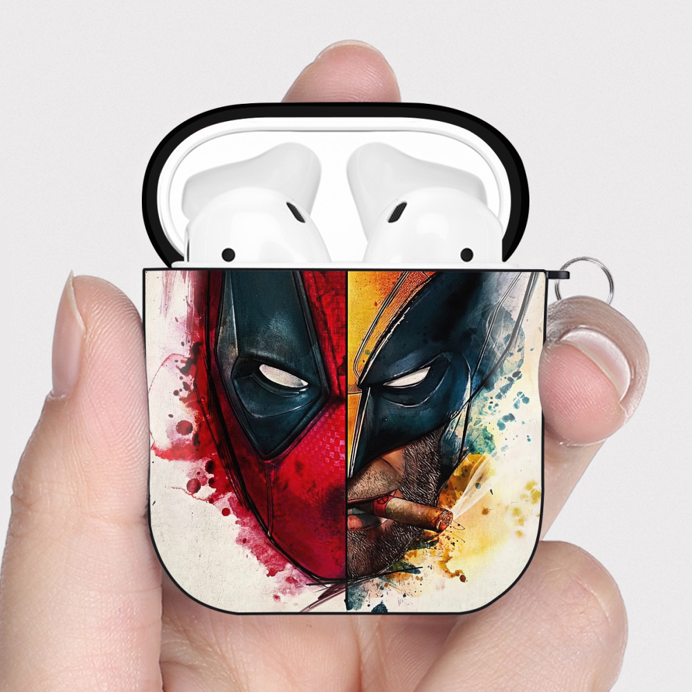 （画像用） Deadpool デッドプール AirPods 第2世代保護ケース ハードシェル ブラック 耐衝撃・防指紋・カラビナ付き