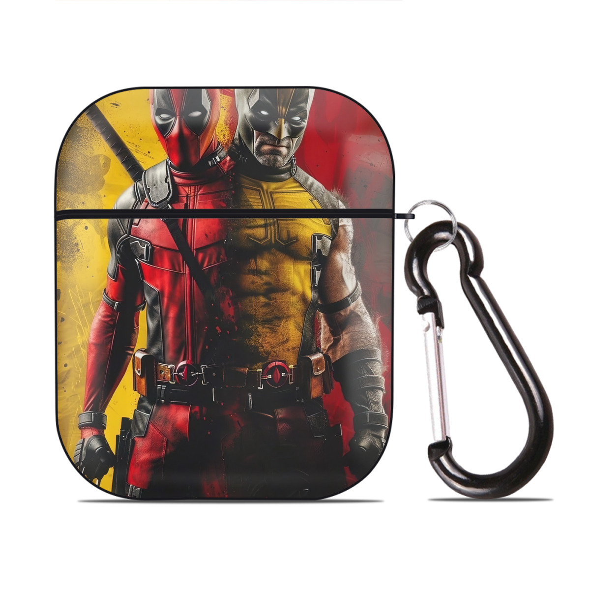 （画像用） Deadpool デッドプール AirPods 第2世代保護ケース ハードシェル ブラック 耐衝撃・防指紋・カラビナ付き