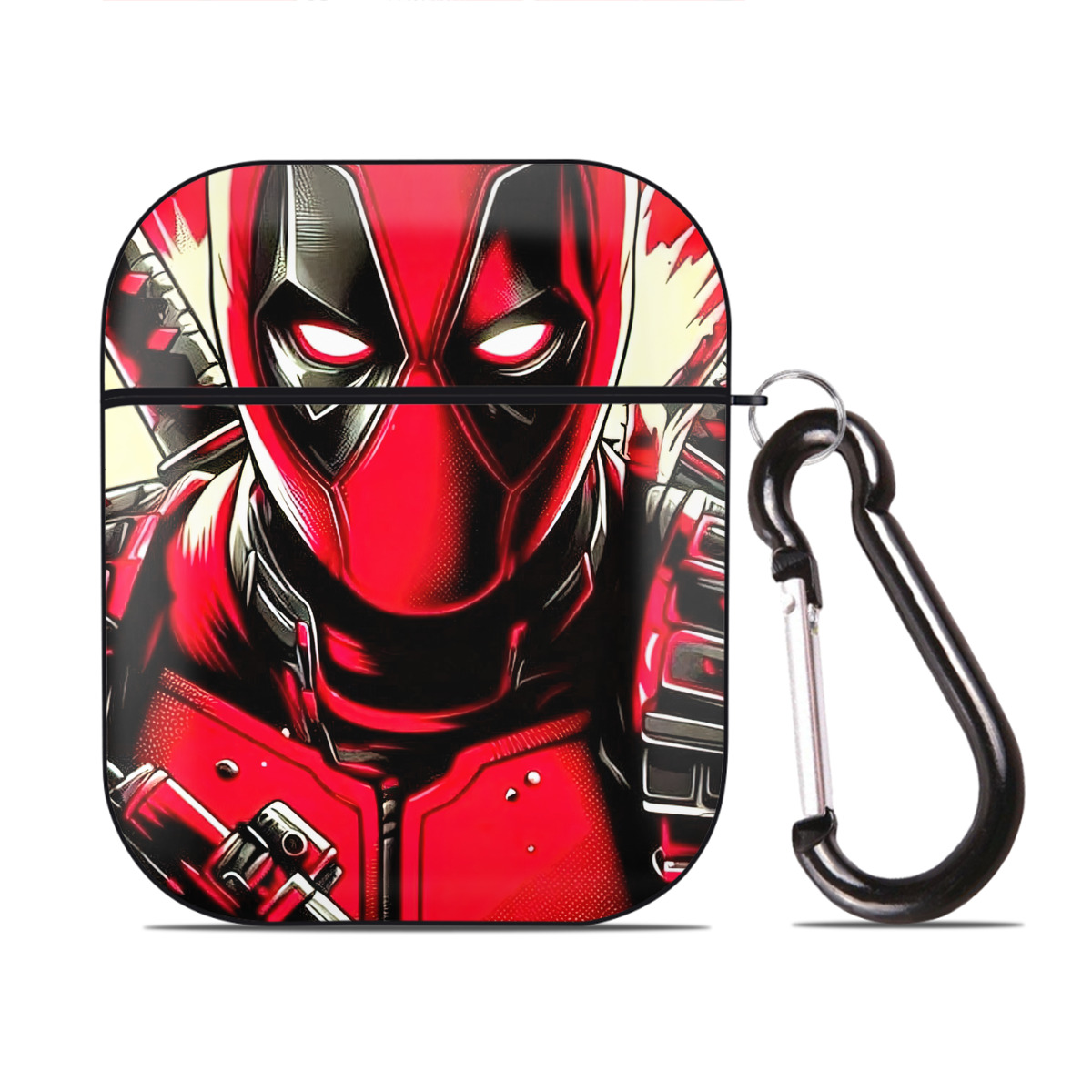 （画像用） Deadpool デッドプール AirPods 第2世代保護ケース ハードシェル ブラック 耐衝撃・防指紋・カラビナ付き