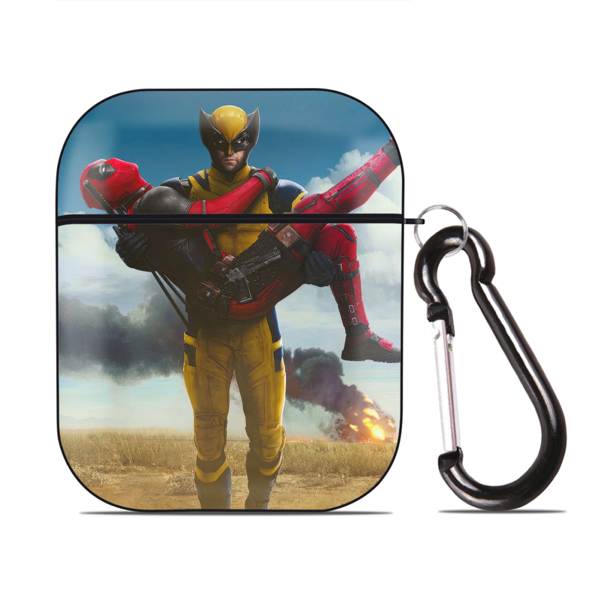 （画像用） Deadpool デッドプール AirPods 第2世代保護ケース ハードシェル ブラック 耐衝撃・防指紋・カラビナ付き