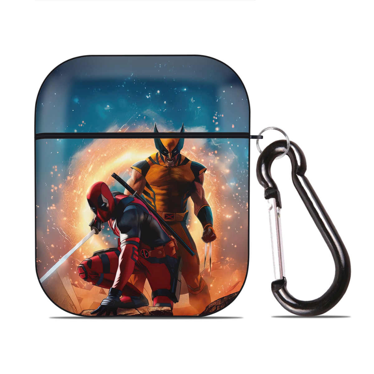 （画像用） Deadpool デッドプール AirPods 第2世代保護ケース ハードシェル ブラック 耐衝撃・防指紋・カラビナ付き