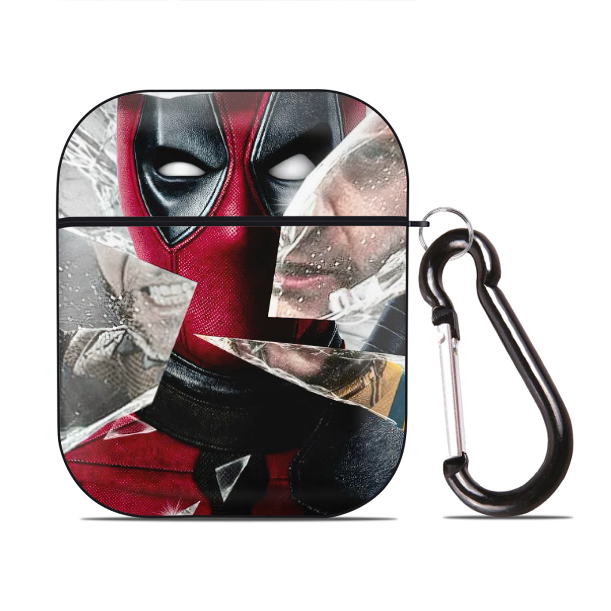 （画像用） Deadpool デッドプール AirPods 第2世代保護ケース ハードシェル ブラック 耐衝撃・防指紋・カラビナ付き