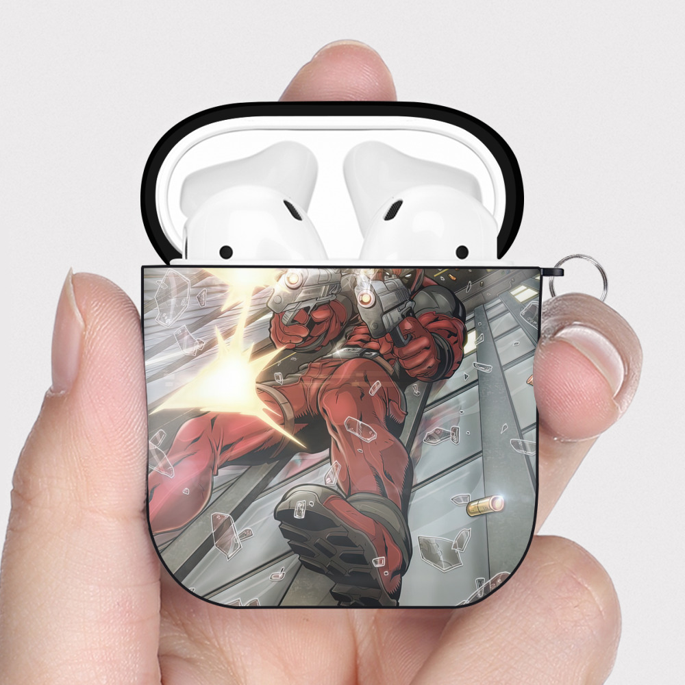 （画像用） Deadpool デッドプール AirPods 第2世代保護ケース ハードシェル ブラック 耐衝撃・防指紋・カラビナ付き