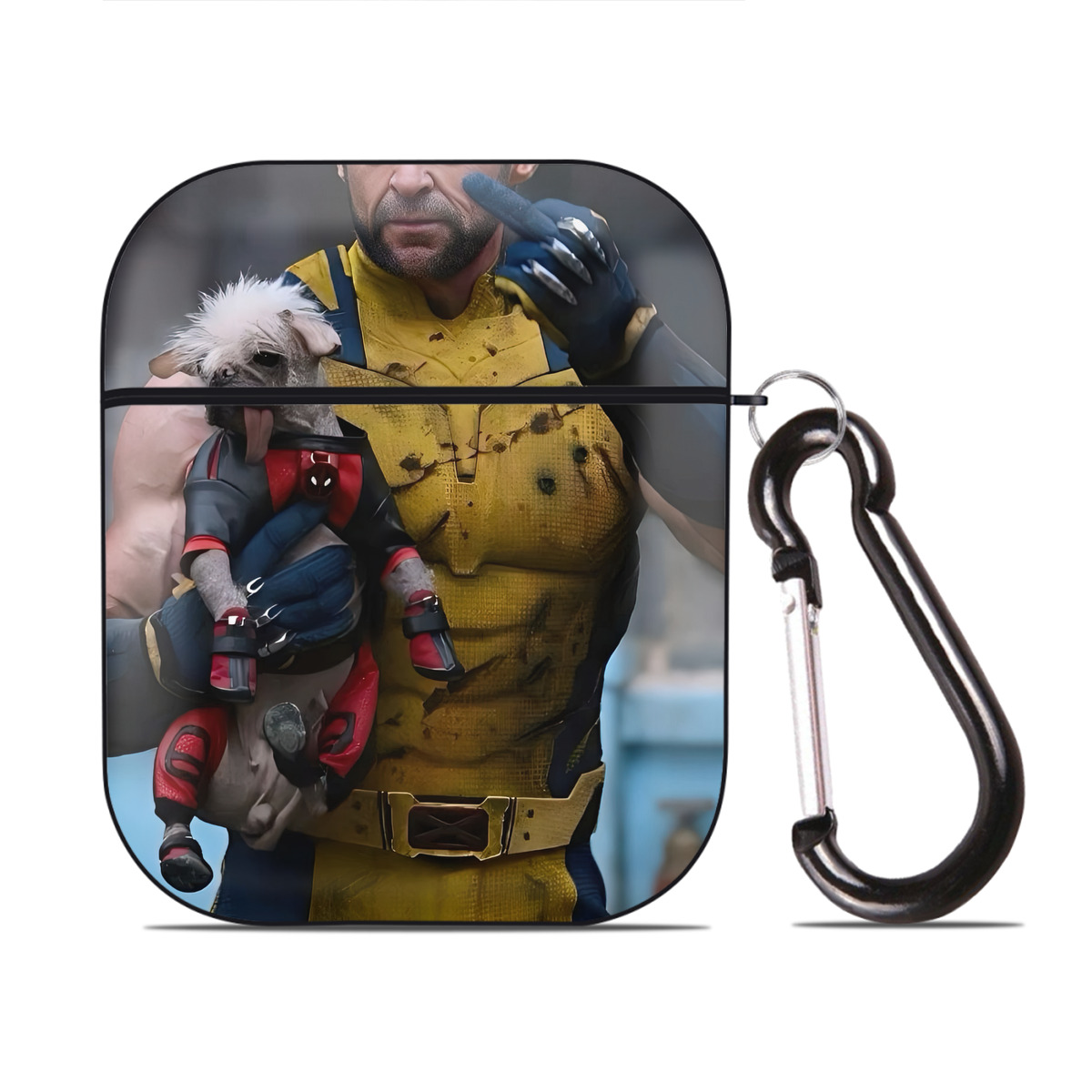 （画像用） Deadpool デッドプール AirPods 第2世代保護ケース ハードシェル ブラック 耐衝撃・防指紋・カラビナ付き