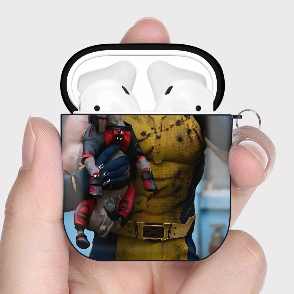 （画像用） Deadpool デッドプール AirPods 第2世代保護ケース ハードシェル ブラック 耐衝撃・防指紋・カラビナ付き