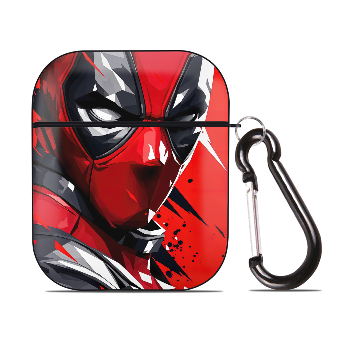 （画像用） Deadpool デッドプール AirPods 第2世代保護ケース ハードシェル ブラック 耐衝撃・防指紋・カラビナ付き