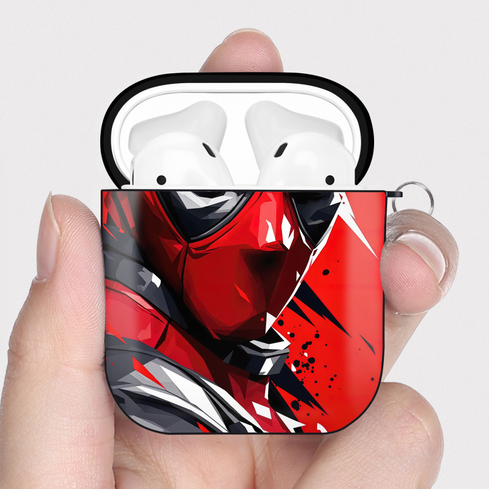 （画像用） Deadpool デッドプール AirPods 第2世代保護ケース ハードシェル ブラック 耐衝撃・防指紋・カラビナ付き