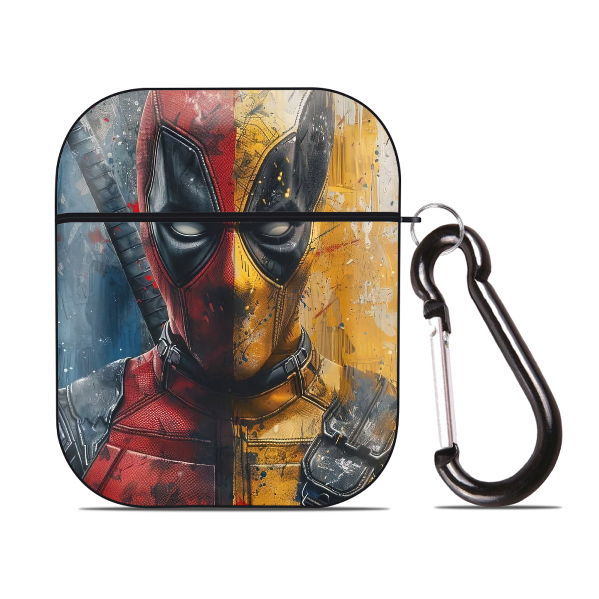 （画像用） Deadpool デッドプール AirPods 第2世代保護ケース ハードシェル ブラック 耐衝撃・防指紋・カラビナ付き