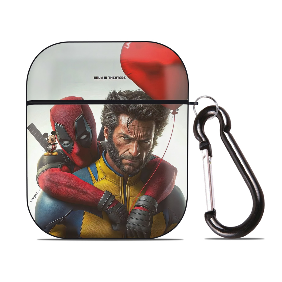 （画像用） Deadpool デッドプール AirPods 第2世代保護ケース ハードシェル ブラック 耐衝撃・防指紋・カラビナ付き