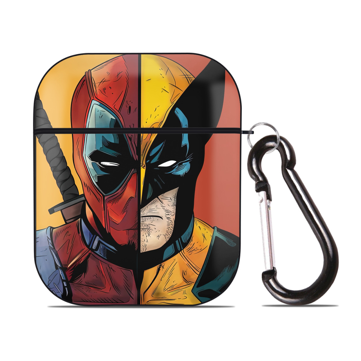 （画像用） Deadpool デッドプール AirPods 第2世代保護ケース ハードシェル ブラック 耐衝撃・防指紋・カラビナ付き
