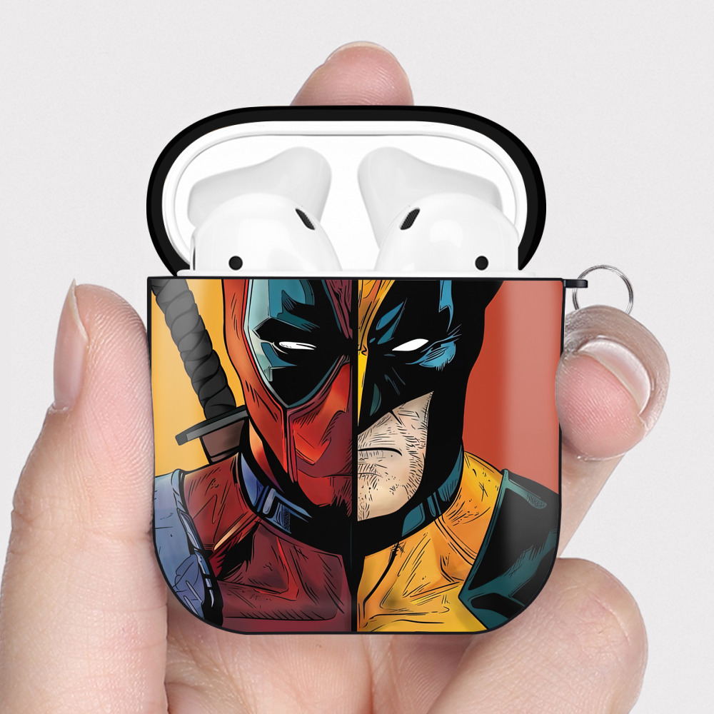 （画像用） Deadpool デッドプール AirPods 第2世代保護ケース ハードシェル ブラック 耐衝撃・防指紋・カラビナ付き