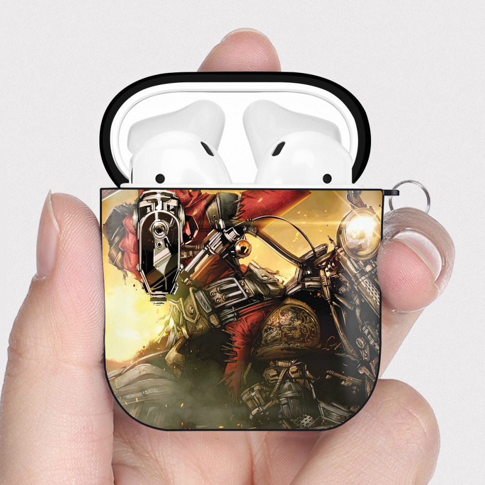 （画像用） Deadpool デッドプール AirPods 第2世代保護ケース ハードシェル ブラック 耐衝撃・防指紋・カラビナ付き