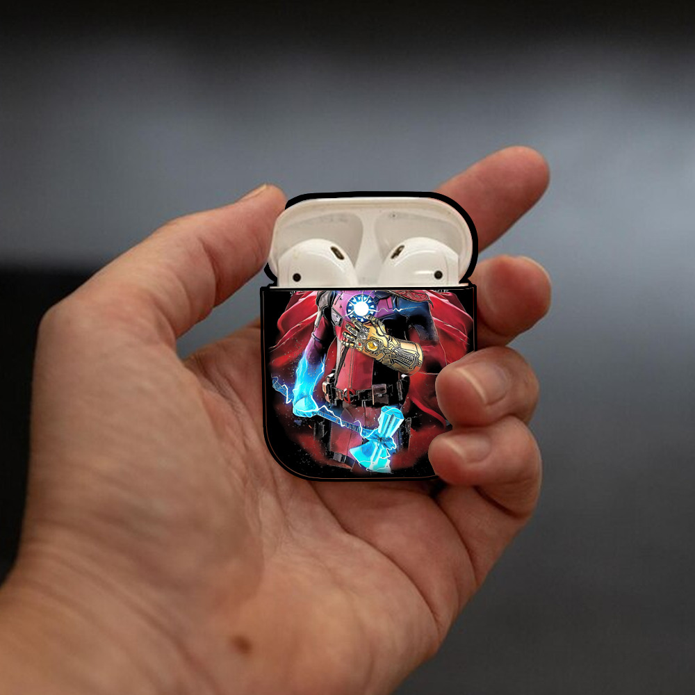 Deadpool デッドプール AirPods 第2世代保護ケース ハードシェル ブラック 耐衝撃・防指紋・カラビナ付き