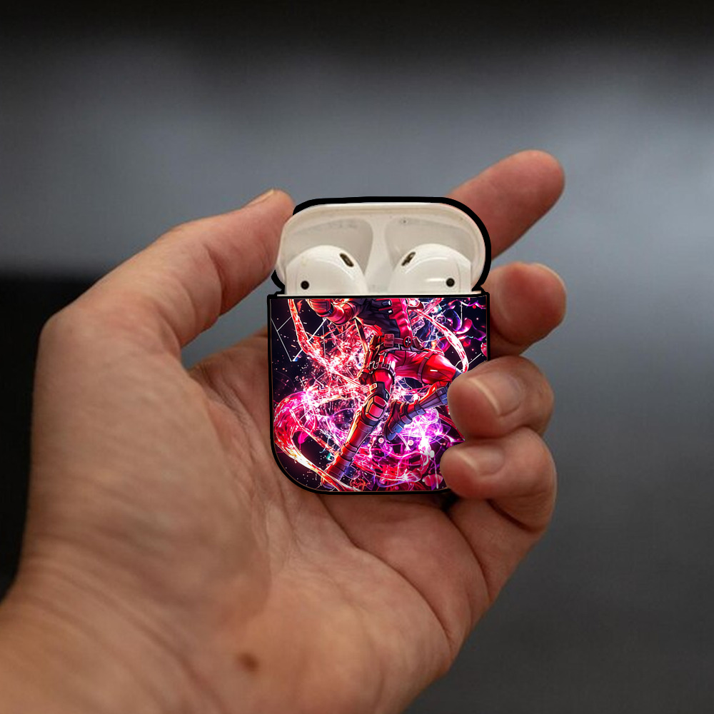 Deadpool デッドプール AirPods 第2世代保護ケース ハードシェル ブラック 耐衝撃・防指紋・カラビナ付き