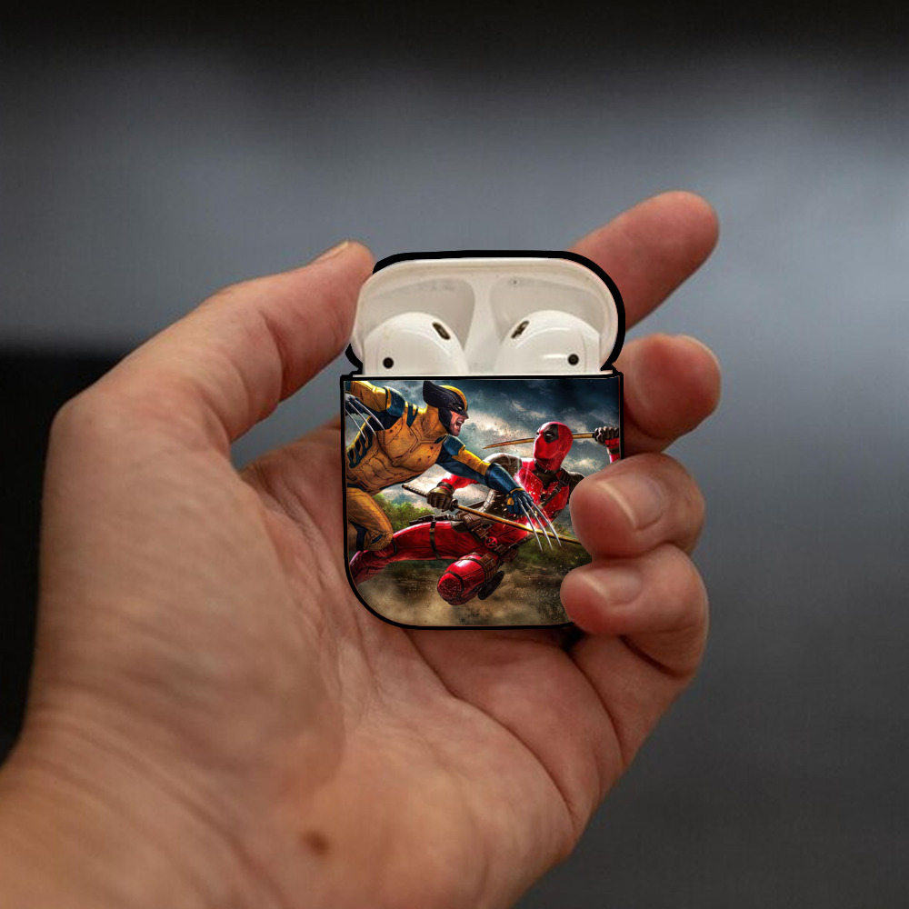 Deadpool デッドプール AirPods 第2世代保護ケース ハードシェル ブラック 耐衝撃・防指紋・カラビナ付き
