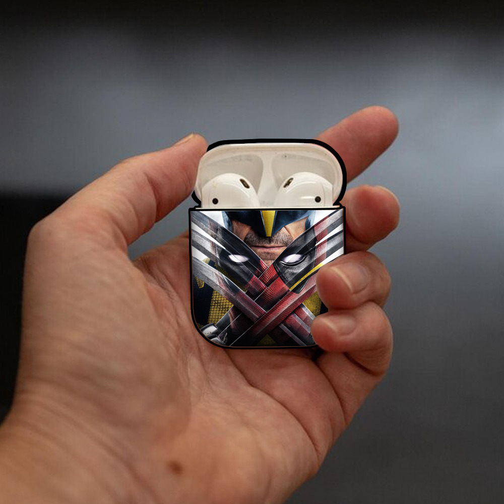 Deadpool デッドプール AirPods 第2世代保護ケース ハードシェル ブラック 耐衝撃・防指紋・カラビナ付き