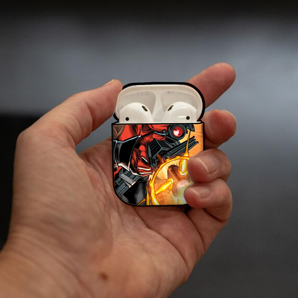 Deadpool デッドプール AirPods 第2世代保護ケース ハードシェル ブラック 耐衝撃・防指紋・カラビナ付き
