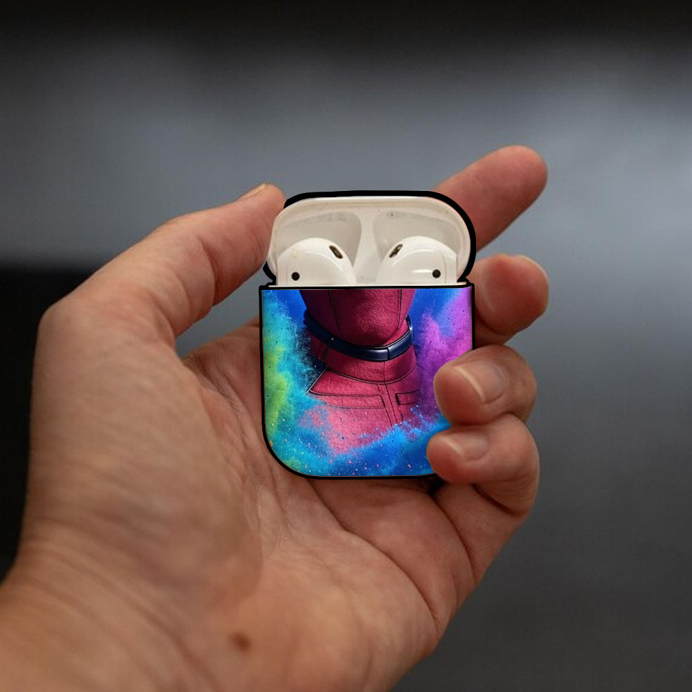 Deadpool デッドプール AirPods 第2世代保護ケース ハードシェル ブラック 耐衝撃・防指紋・カラビナ付き
