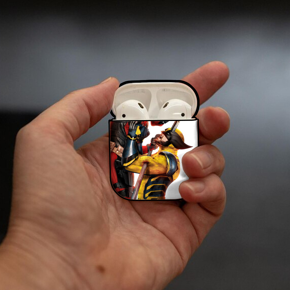 Deadpool デッドプール AirPods 第2世代保護ケース ハードシェル ブラック 耐衝撃・防指紋・カラビナ付き