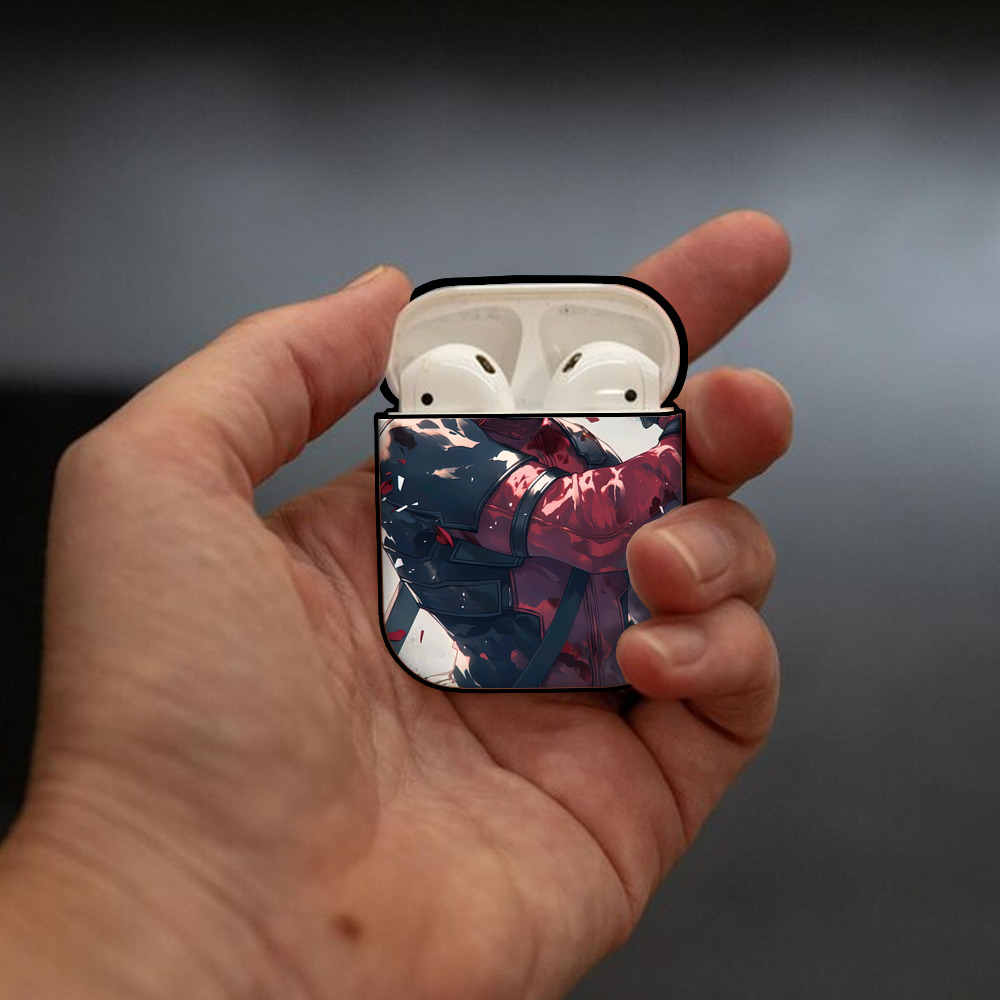 Deadpool デッドプール AirPods 第2世代保護ケース ハードシェル ブラック 耐衝撃・防指紋・カラビナ付き