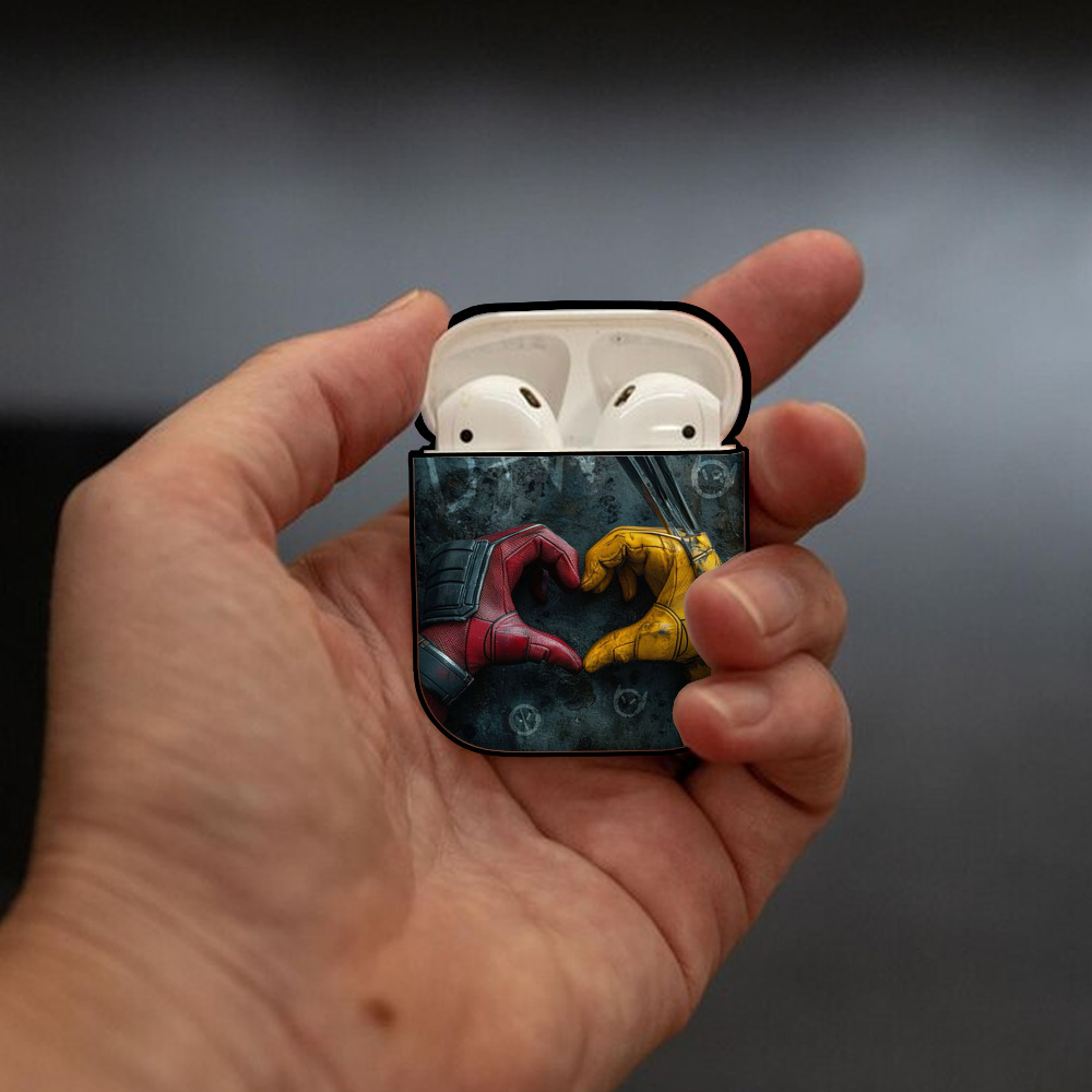 Deadpool デッドプール AirPods 第2世代保護ケース ハードシェル ブラック 耐衝撃・防指紋・カラビナ付き