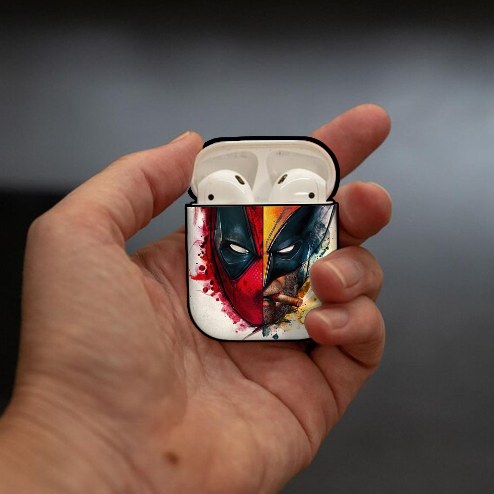 Deadpool デッドプール AirPods 第2世代保護ケース ハードシェル ブラック 耐衝撃・防指紋・カラビナ付き
