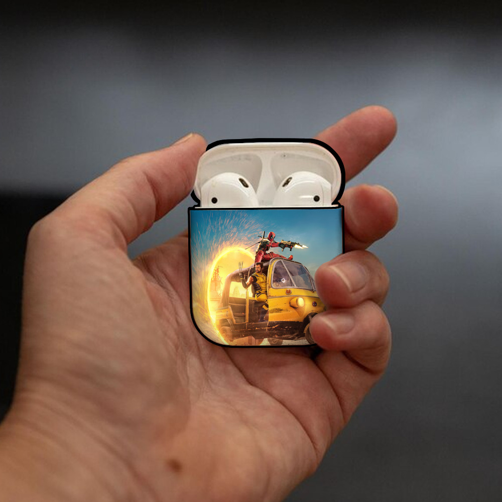 Deadpool デッドプール AirPods 第2世代保護ケース ハードシェル ブラック 耐衝撃・防指紋・カラビナ付き