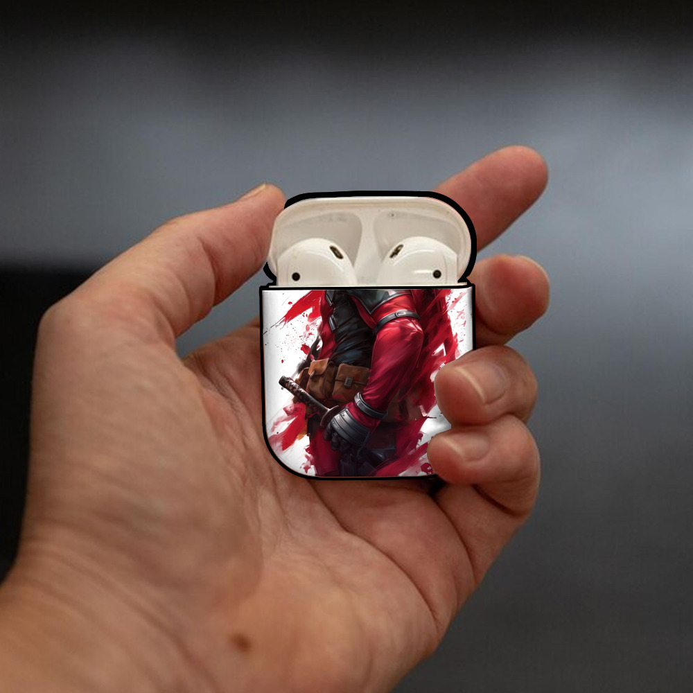 Deadpool デッドプール AirPods 第2世代保護ケース ハードシェル ブラック 耐衝撃・防指紋・カラビナ付き