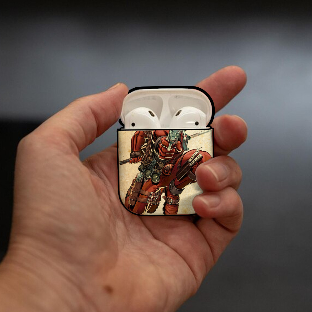 Deadpool デッドプール AirPods 第2世代保護ケース ハードシェル ブラック 耐衝撃・防指紋・カラビナ付き