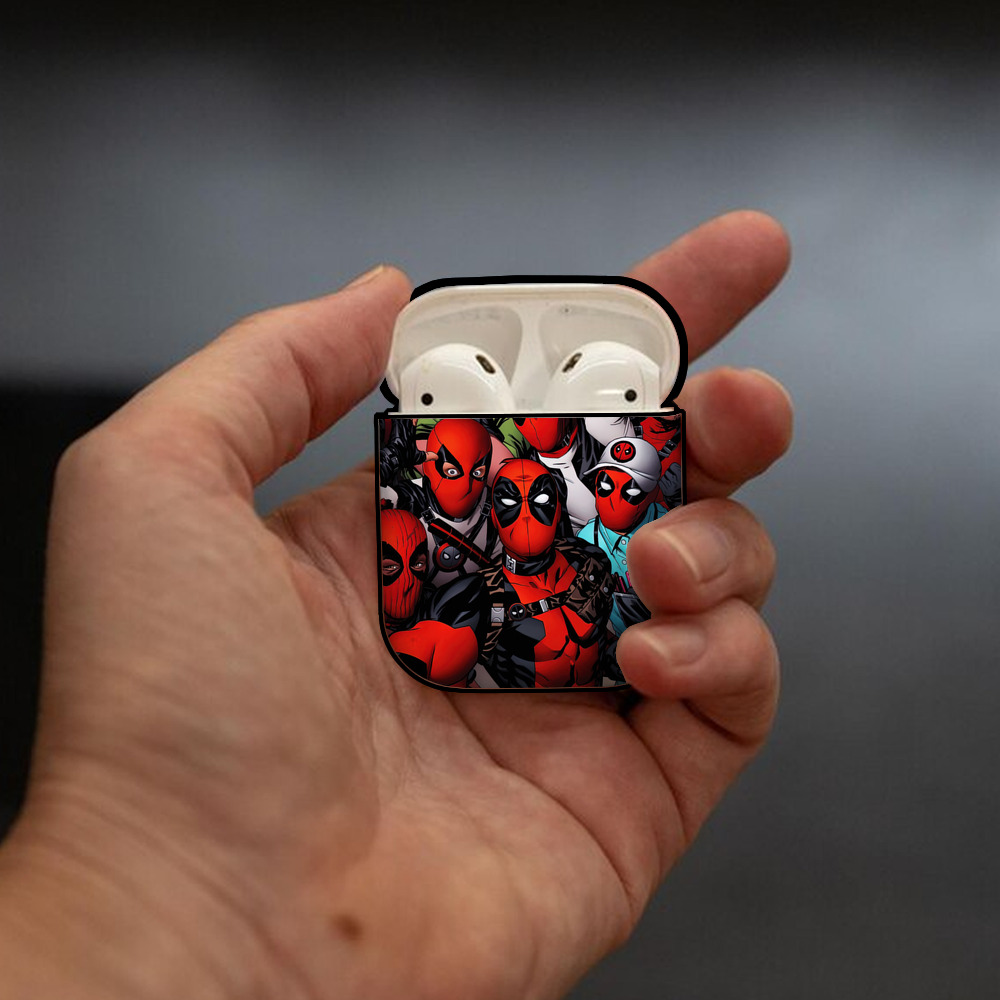 Deadpool デッドプール AirPods 第2世代保護ケース ハードシェル ブラック 耐衝撃・防指紋・カラビナ付き