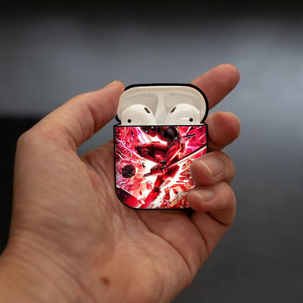 Deadpool デッドプール AirPods 第2世代保護ケース ハードシェル ブラック 耐衝撃・防指紋・カラビナ付き