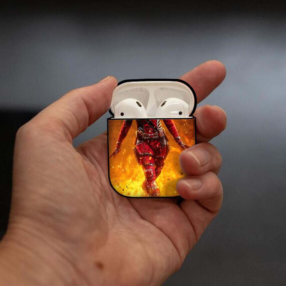 Deadpool デッドプール AirPods 第2世代保護ケース ハードシェル ブラック 耐衝撃・防指紋・カラビナ付き
