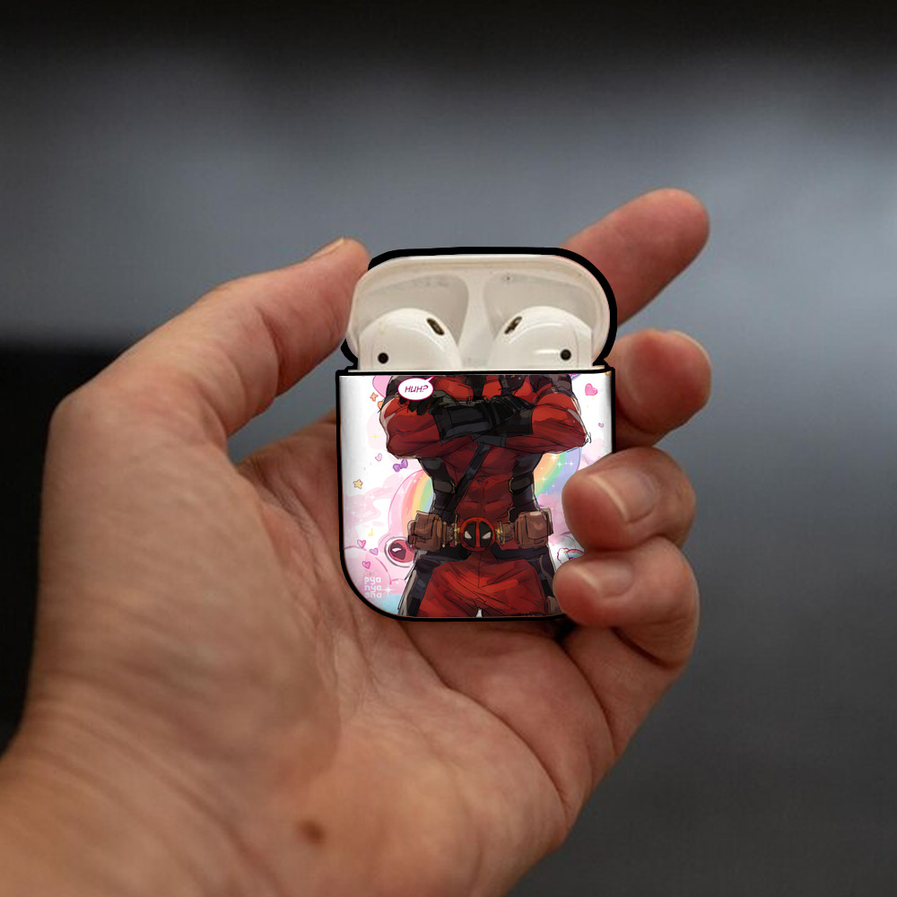 Deadpool デッドプール AirPods 第2世代保護ケース ハードシェル ブラック 耐衝撃・防指紋・カラビナ付き