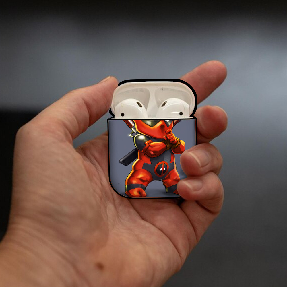 Deadpool デッドプール AirPods 第2世代保護ケース ハードシェル ブラック 耐衝撃・防指紋・カラビナ付き