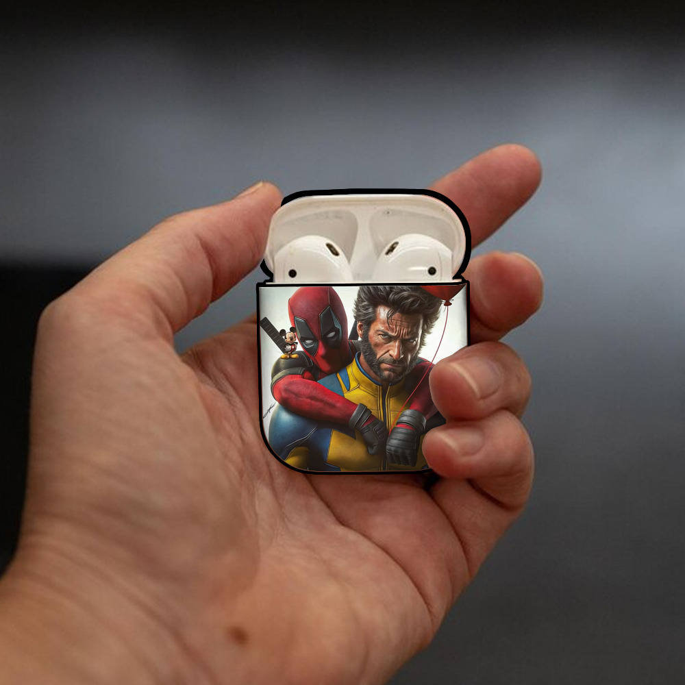 Deadpool デッドプール AirPods 第2世代保護ケース ハードシェル ブラック 耐衝撃・防指紋・カラビナ付き