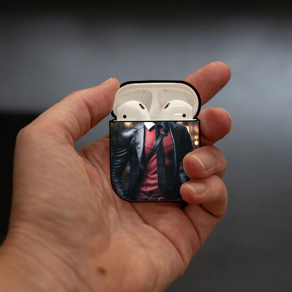 Deadpool デッドプール AirPods 第2世代保護ケース ハードシェル ブラック 耐衝撃・防指紋・カラビナ付き