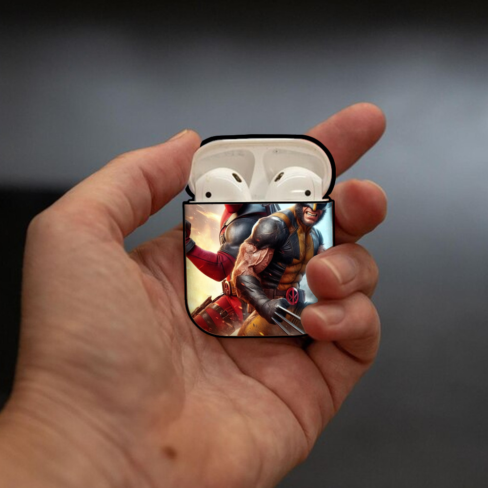 Deadpool デッドプール AirPods 第2世代保護ケース ハードシェル ブラック 耐衝撃・防指紋・カラビナ付き