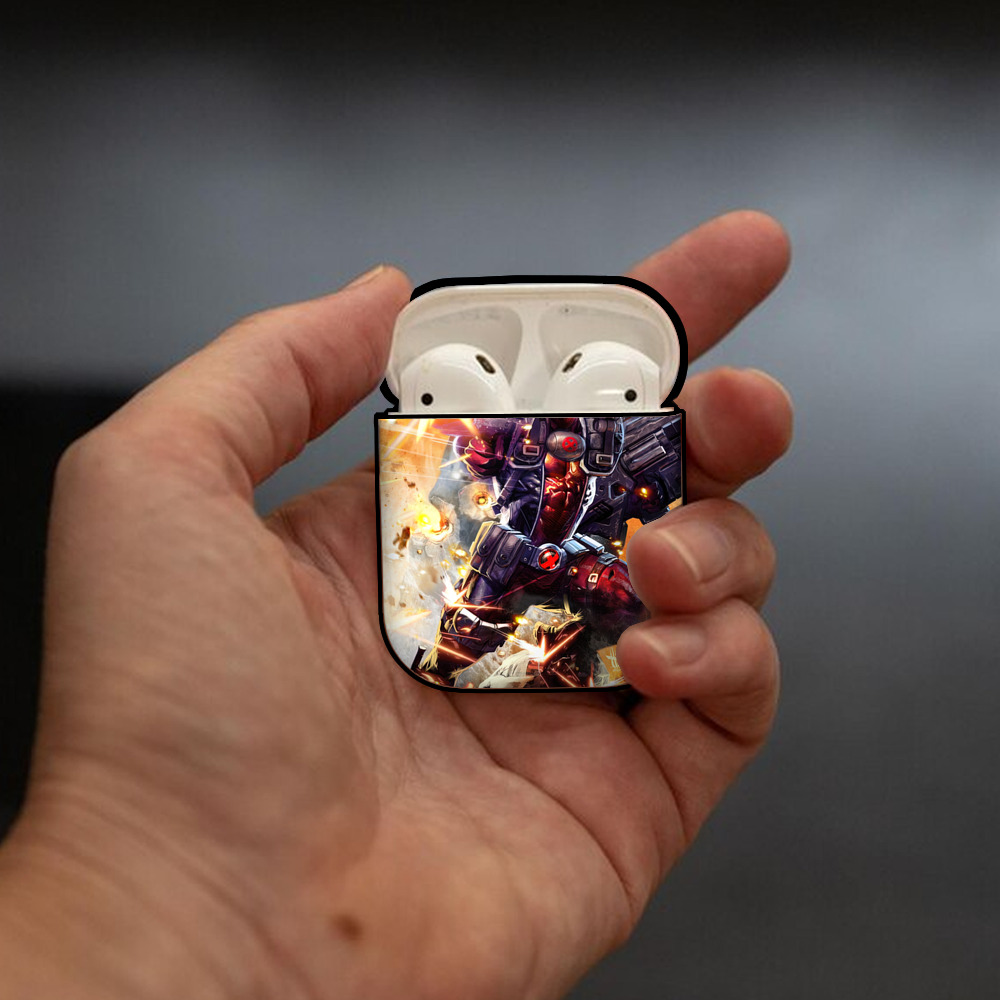 Deadpool デッドプール AirPods 第2世代保護ケース ハードシェル ブラック 耐衝撃・防指紋・カラビナ付き