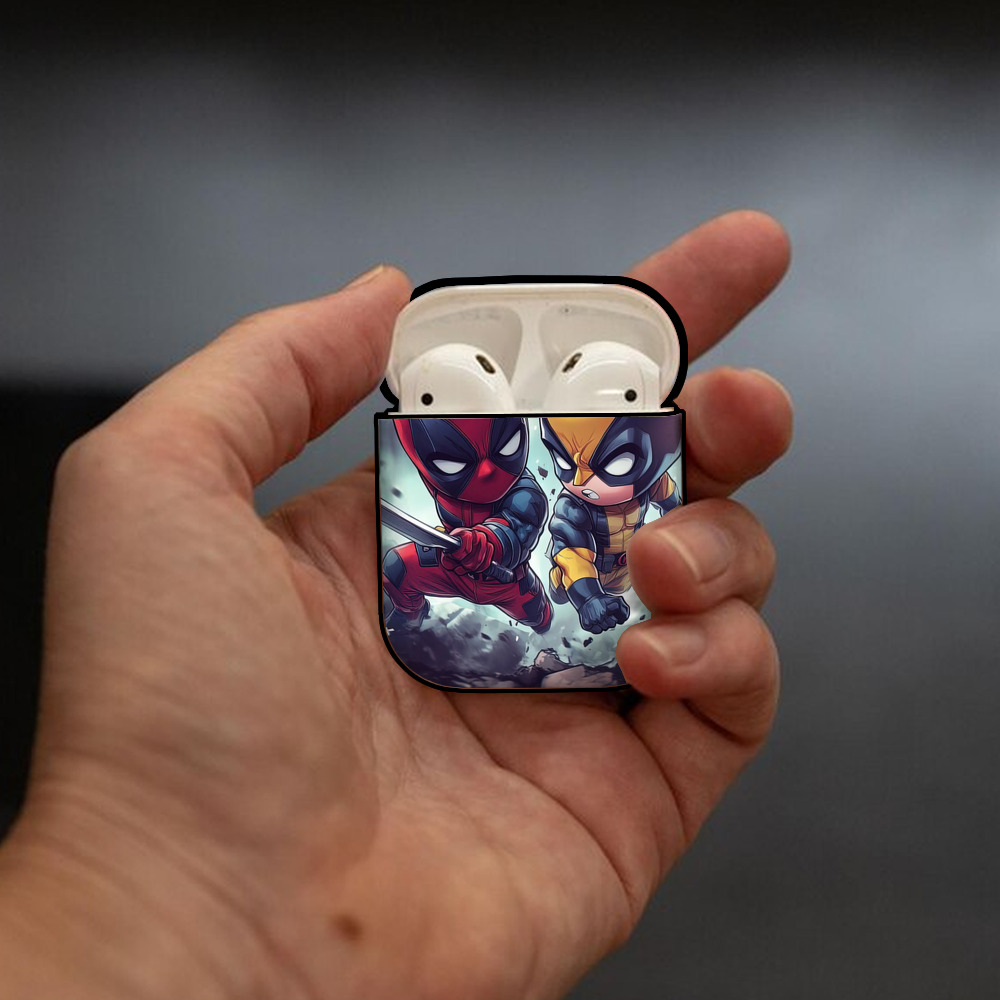 Deadpool デッドプール AirPods 第2世代保護ケース ハードシェル ブラック 耐衝撃・防指紋・カラビナ付き