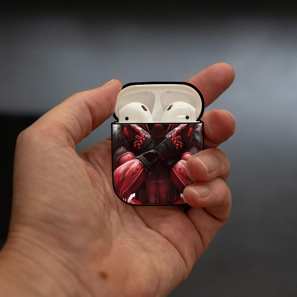 Deadpool デッドプール AirPods 第2世代保護ケース ハードシェル ブラック 耐衝撃・防指紋・カラビナ付き